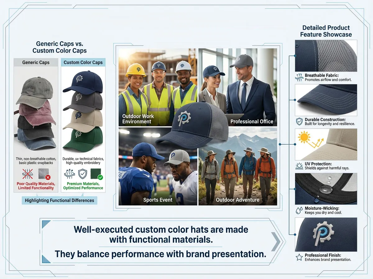 Custom Color Hats for Teams, Branding & Promotional Use | Personalized ...